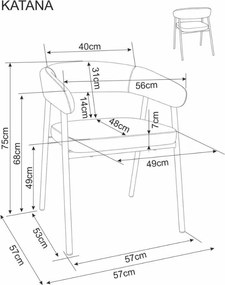 Scaun de masa KATANA cu picioare negre, bej
