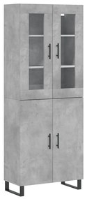 3198237 vidaXL Dulap înalt, gri beton, 69,5x34x180, lemn compozit