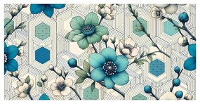 Tablou combinație de flori și geometrie