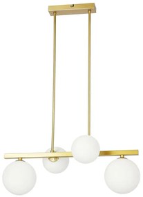 Lustră albă/aurie cu abajur din sticlă Kama – Candellux Lighting