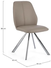 Scaun dining grej din metal si piele ecologica, Maxwell Bizzotto