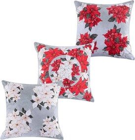 decoDoma Set 3 feţe pernuţe POINSETTIA, 45 x 45 cm
