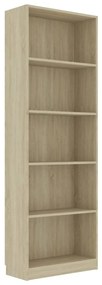 800885 vidaXL Bibliotecă cu 5 rafturi, stejar sonoma, 60x24x175 cm, PAL