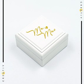 Cutie pentru verighete patrata Mr &amp; Mrs