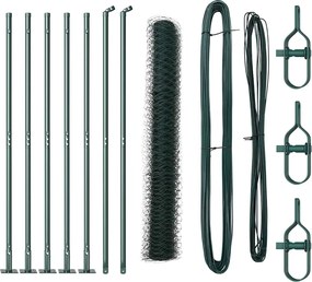 vidaXL Stâlp de gard. Verde 10 x 0,8 m (plasă de 50 mm) Oțel și PVC