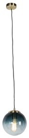 Lampă suspendată inteligentă din alamă cu sticlă albastră ocean 20 cm inclusiv Wifi ST64 - Pallon