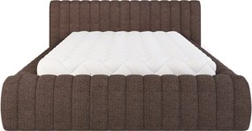 Pat matrimonial maro tapițat cu spațiu de depozitare cu somieră 160x200 cm Carilla – ELTAP