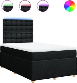 vidaXL Pat box spring cu saltea, negru, 120x190 cm, catifea