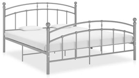 Cadru de pat, gri, 160x200 cm, metal Gri, 160 x 200 cm