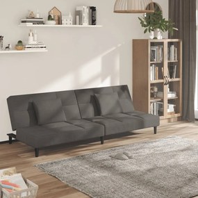 375808 vidaXL Canapea extensibilă cu 2 locuri, 2 perne, gri închis, catifea