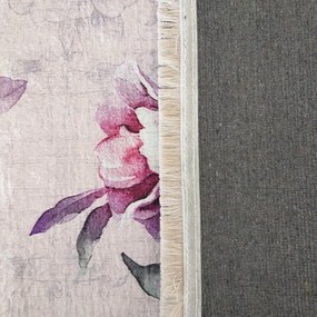 Covor antiderapant mov cu model floral Lățime: 160 cm | Lungime: 220 cm