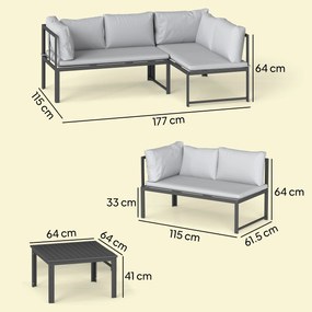 Outsunny Set de Grădină din Metal 3 Piese cu Măsuță cu Șipci și Perne | Aosom Romania