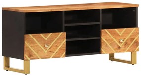 356801 vidaXL Dulap TV, maro și negru, 100x33,5x46 cm, lemn masiv de mango