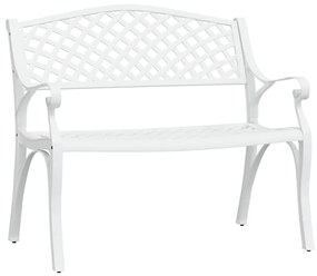 317746 vidaXL Bancă de grădină, alb, 102 cm, aluminiu turnat