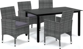 vidaXL Set mobilier de grădină cu perne, 5 piese, gri, poliratan