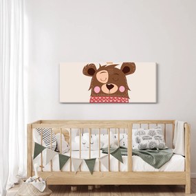 Tablou - Teddy ursuleț cu eșarfă roșie (120x50 cm)