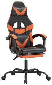 3143860 vidaXL Scaun de gaming cu suport picioare, negru/oranj, piele eco