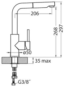 Baterie de chiuvetă cu cap de duș detașabil ALVEUS 1129048 SIROS 29,7 cm negru