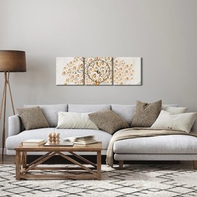 Tablou cu copac cu flori (cu ceas) (90x30 cm)