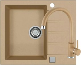 Set chiuveta bucatarie Alveus Cadit 10 bej 59x50 cm si baterie Kati monocomanda