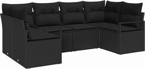 vidaXL Set de canapea cu pernă 6 pcs Negru poliratan