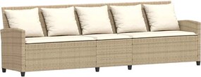 vidaXL Canapea de grădină cu 5 locuri cu perne din polirattan bej
