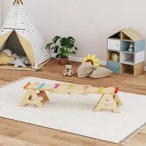 AIYAPLAY 2 în 1 Leagăn de Echilibru pentru Copii, Bârnă din Lemn, Leagăn 133 x 38 x 24 cm | Aosom Romania