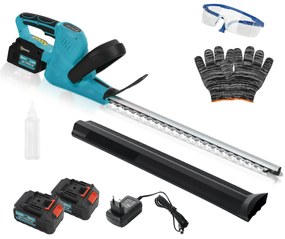 Outsunny Taietor de gard viu electric cu 2 baterii 3 AH si incarcator 0,8A, lungime de taiere 51 cm, 86 x 17 x 17 cm, albastru | Aosom Romania