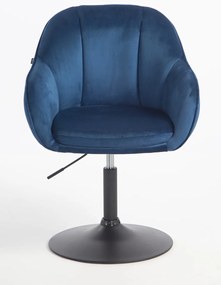 HR2055N Scaun Bleumarin din Catifea cu Bază Neagră
