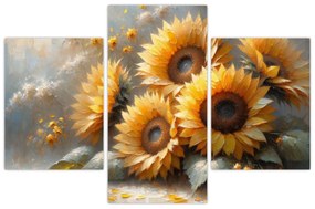 Tablou - Pictură cu floarea-soarelui (90x60 cm)