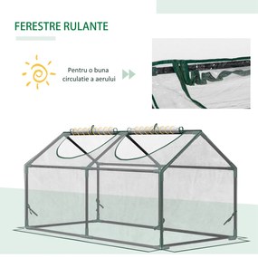 Outsunny Mini Sera de Gradina sera pentru plante cu 2 Ferestre Rulou si Copertina PVC Anti-UV, Transparenta | AOSOM RO