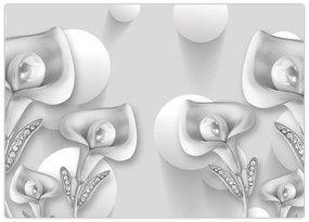 Tablou pe sticlă -Design flori (70x50 cm)