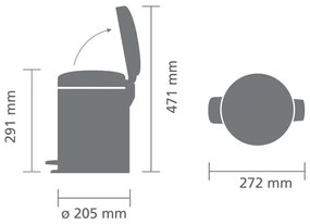 Cos de gunoi cu pedala Brabantia NewIcon 1003199, 5 L, Inchidere lina, Baza antiderapanta, Verde inchis
