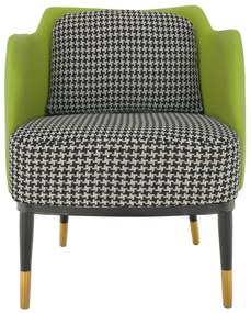Fotoliu design, model alb-negru/ piele ecologică verde, EMREN