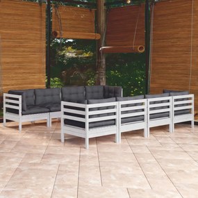 3096167 vidaXL Set mobilier de grădină cu perne, 9 piese, lemn masiv de pin