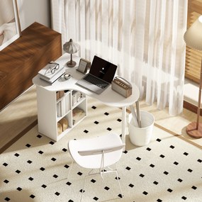 HOMCOM Birou pentru Cameră cu 6 Rafturi și 4 Rafturi Reglabile Alb | Aosom Romania