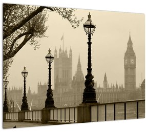 Tablou pe sticlă - Londra în ceață, Anglia (70x50 cm)