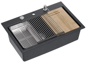 Chiuveta din granit MARC 110 WORKSTATION negru metalic