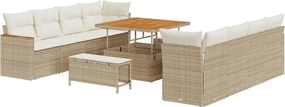 vidaXL Set de canapele pentru grădină cu pernă 12 pcs Bej poliratan