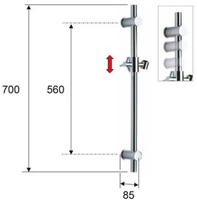 Tijă de duș aurie de montat pe perete din alamă 70 cm cu suport glisant – Sapho