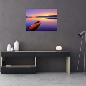 Tablou pe sticlă - Kayak pe lac (70x50 cm)