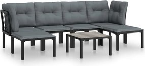 vidaXL Set mobilier de grădină, 7 piese, negru și gri, poliratan