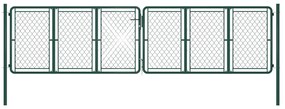 Poarta de gradina, verde, 400 x 100 cm, otel Verde, 400 x 100 cm