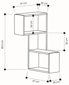 Etajeră de colț PART 85,5x47 cm albă