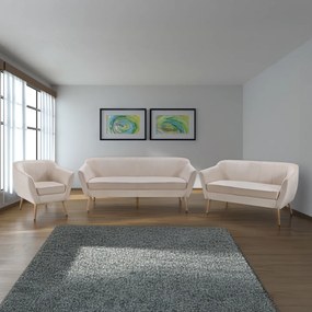 Canapea de designer cu 2 locuri, ţesătură Velvet bej/naturală, VIODA