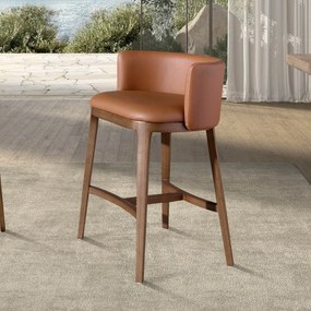 Scaun de bar design LUX, Nuc, Piele sintetica, Brown