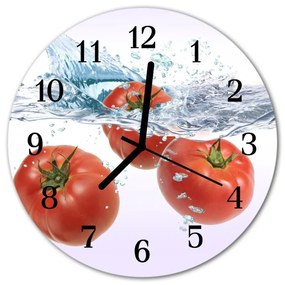 Ceas de perete din sticla rotund Tomate Alimente și băuturi alb