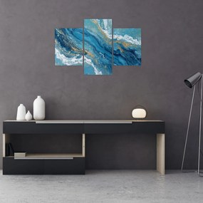 Tablou - Marmură bleu cu aur II. (90x60 cm)