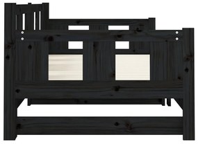 Pat extensibil de zi, negru, 2x(90x200) cm, lemn masiv pin Negru, 90 x 200 cm