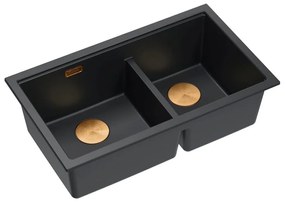 Chiuveta compozit incastrata Quadron Logan 120 negru carbon - cupru 76x45 cm